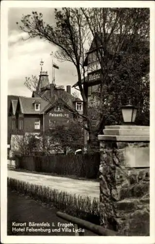 Ak Bärenstein Altenberg Erzgebirge, Felsenburg, Hotel Felsenburg, Villa Lydia, Kurort Bärenfels