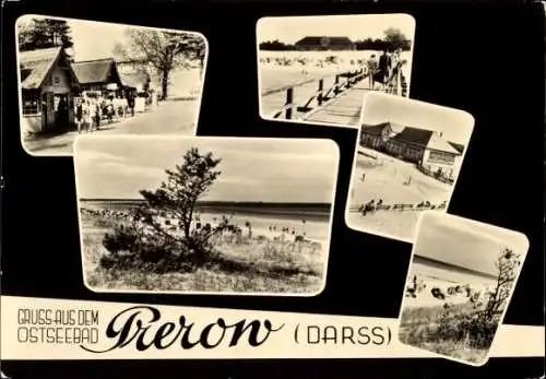 Ak Ostseebad Prerow auf dem Darß, Strand, Seebrücke, Teilansichten