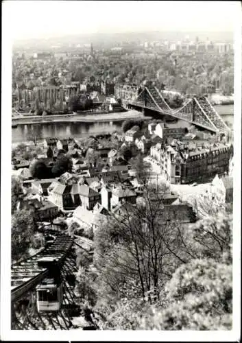 Ak Dresden Loschwitz, Blick von der Loschwitzhöhe, Schwebebahn