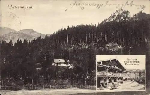 Ak Tatzelwurm Oberaudorf in Oberbayern, Gasthaus zum feurigen Tatzelwurm, Panorama