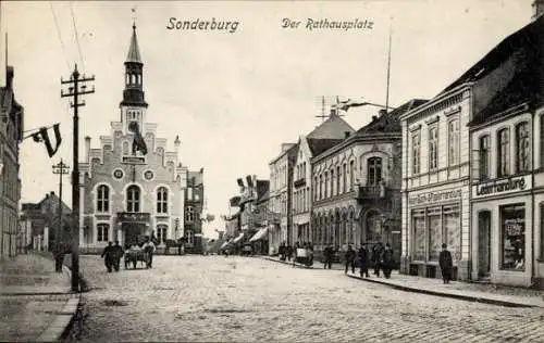 Ak Sønderborg Sonderburg Dänemark, Rathausplatz