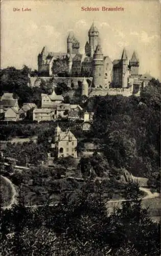 Ak Braunfels an der Lahn, Schloss  Die Lahn, historische Burg, Landschaft