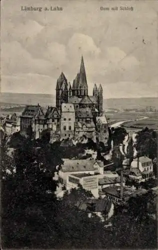 Ak Limburg an der Lahn, Burg, Dom, Flusslandschaft, Schloss, historische Architektur