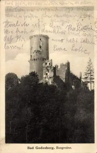 Ak Bad Godesberg Bonn am Rhein, Burgruine, Godesburg