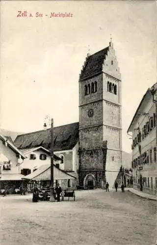 Ak Zell am See in Salzburg, Marktplatz, Glockenturm, historische Gebäude