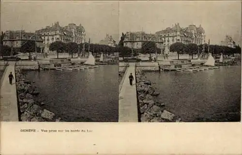 Ak Genf Stadt Schweiz, Blick auf den Genfersee, Segelboote, Stadtansicht, Bäume