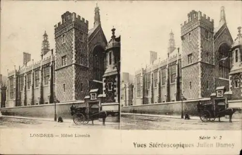 Stereo Ak London, Hotel Lincoln, Stereoskopische Ansichten Julien Damoy