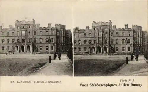 Stereo Ak London England, Westminster Krankenhaus