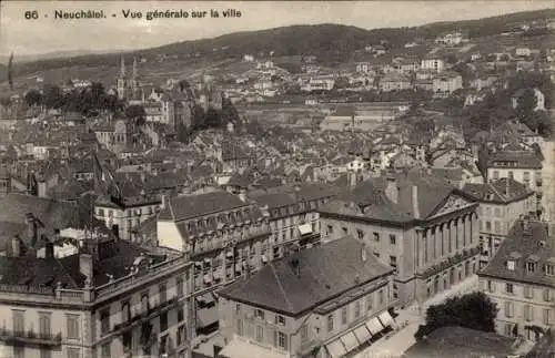 Ak Neuchâtel Neuenburg Stadt, Vogelperspektive auf   Architektur, Stadtansicht