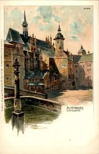Ak Altenburg in Thüringen, Schloss, Schlosshof, Architektur, Aquarell, 