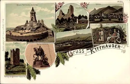 Ak Steinthaleben Kyffhäuserland in Thüringen, Kyffhäuser, Kaiser Wilhelm Denkmal, Rossla, Kelbra
