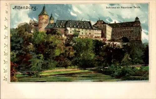 Ak Altenburg in Thüringen, Schloss  Pauritzer Teich, malerische Landschaft, grüne Umgebung