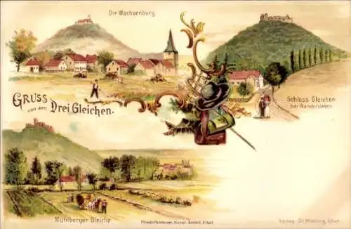 Ak Drei Gleichen Thüringen, Die Wachsenburg, Schloss Gleichen, Mühlberger Gleiche, Sehenswürdigke