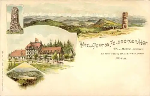 Litho Feldberg im Schwarzwald, Hotel Feldberger Hof, Inh. Carl Mayer, Panorama