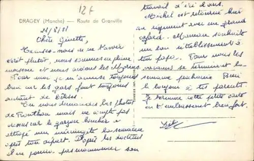 CPA Dragey Manche, Route de Granville