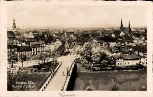 Ak Zwickau, Blick auf die Stadt