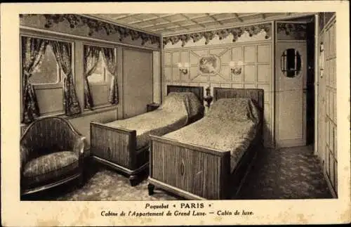 Ak Paquebot Paris de la CGT, French Line, Cabin de l'Appartement de Grand Luxe