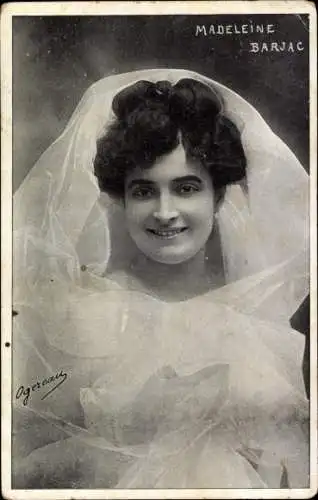 Ak Schauspielerin Madeleine Barjac, Portrait