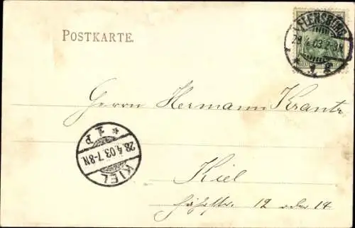 Ak Glücksburg an der Ostsee, Wasserpartie, Im Hintergrund, Häuser