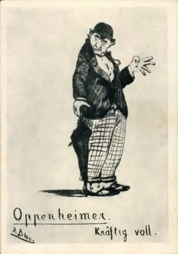 Künstler Ak Bloos R., Oppenheim, Mann mit Regenschirm