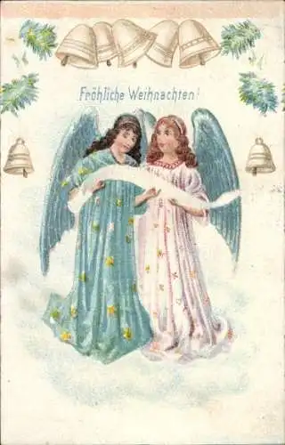 Ak Glückwunsch Weihnachten, Singende Engel, Glocken