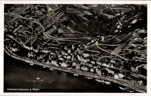Ak Assmannshausen Rüdesheim am Rhein, Fliegeraufnahme