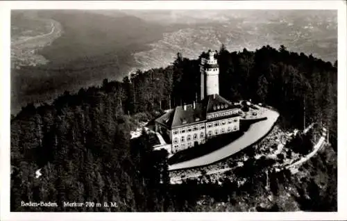 Ak Baden Baden, Merkur, Aussichtsturm, Fliegeraufnahme