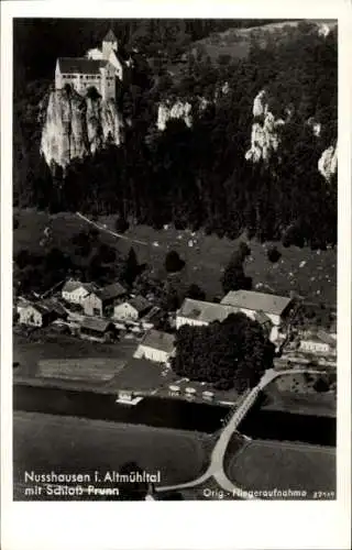 Ak Nußhausen Riedenburg in Niederbayern, Fliegeraufnahme, Schloss Prunn
