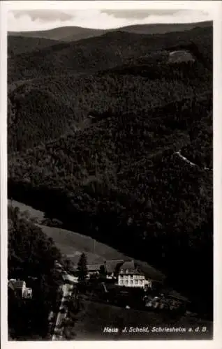 Ak Schriesheim an der Bergstraße, Haus J. Scheid, Fliegeraufnahme