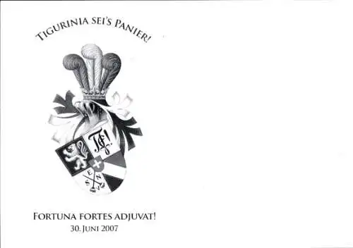 Ak Zürich Stadt Schweiz, Wappen, Fortuna Fortes Adjuvat, Corps Tigurina