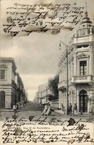 Ak Curityba Brasilien, Straße des 15. Novembers