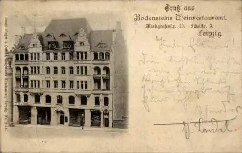 Ak Leipzig, Bodensteins-Weinrestaurant, Markgrafenstraße 10, Schulstraße 3