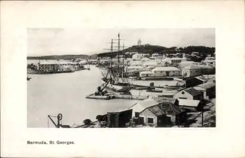 Ak St George's Bermuda, Hafenbild, Häuser
