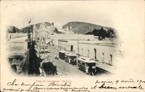 Ak Guadeloupe, Villa, Hidalgo, Straßenbahnen