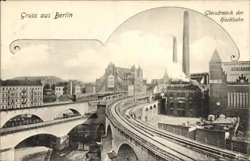 Ak Berlin Kreuzberg, Gleisdreieck der Hochbahn