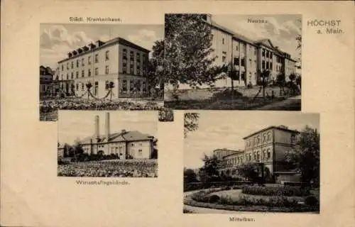 Ak Höchst Frankfurt am Main, Krankenhaus, Neubau, Wirtschaftsgebäude, Mittelbau