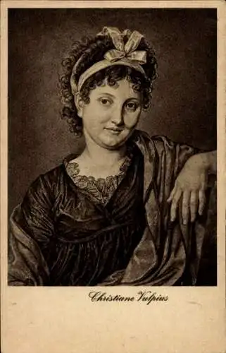Künstler Ak Christiane Vulpius, Portrait, Ehefrau von Johann Wolfgang von Goethe