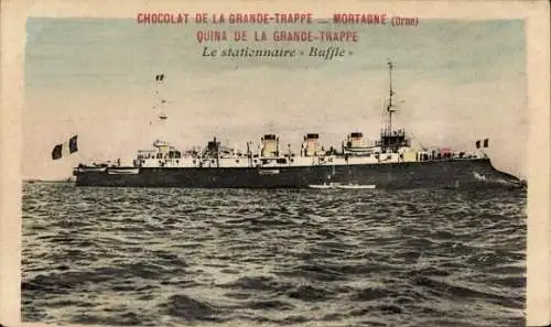 Ak Mortagne Orne, Schiff, Chocolat de la Grande Trappe, Le stationnaire Buffle