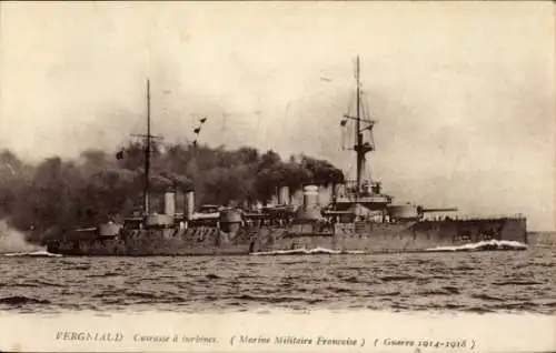 CPA Marine Militaire Francaise, Vergniaud, Cuirasse à turbines