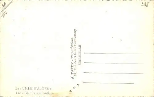 Ak Dampfer La Ville d'Alger, French Line, CGT