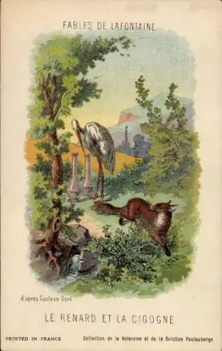Litho Fabeln von La Fontaine, Der Fuchs und der Storch