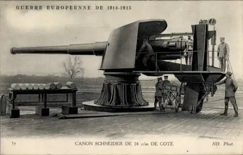 CPA Guerre Europeenne de 1914-1915, Canon Schneider de 24