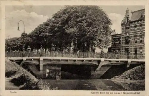 Ak Breda Nordbrabant Niederlande, Nieuwe brug bij de nieuwe Ginnekenstraat