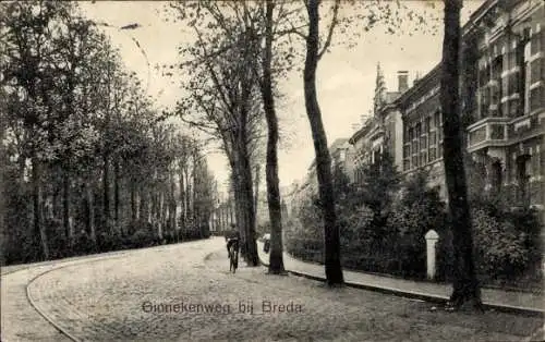 Ak Ginneken Breda Nordbrabant Niederlande, Ginnekenweg bei Breda, ein Mann geht mit seinem Fah...