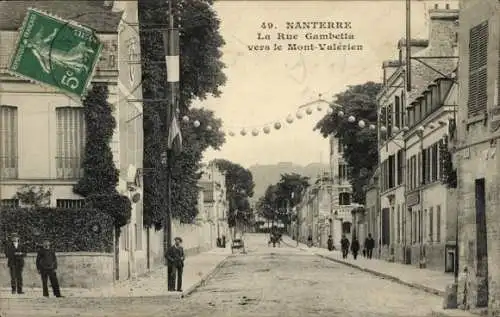 Ak Nanterre Hauts de Seine, Rue Gambetta, Mont-Valerien