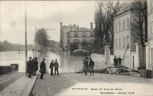Ak Puteaux Hauts de Seine, Quai et Rue de Paris