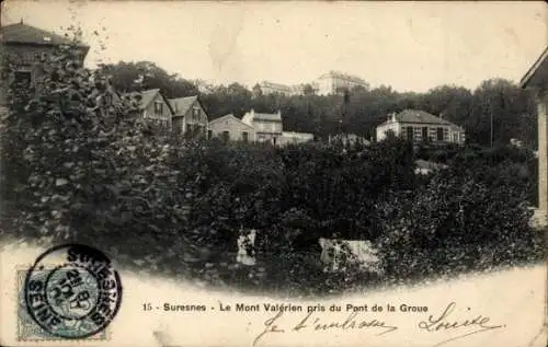 Ak Suresnes Hauts de Seine,  Le Mont Valérien pris du Pont de la Groue