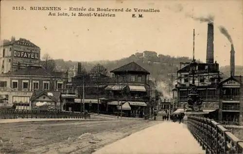 Ak Suresnes Hauts de Seine, Boulevard de Versailles, Mont Valerien