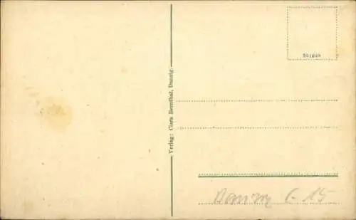 Ak Gdańsk Danzig, Frauengasse, Marienkirche, alte Gebäude, blaue Himmel