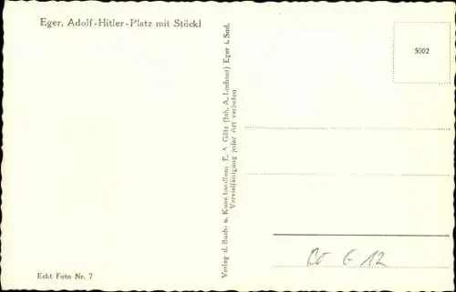Ak Eger Region Karlsbad, Platz mit Stöckl, Uhrenlager